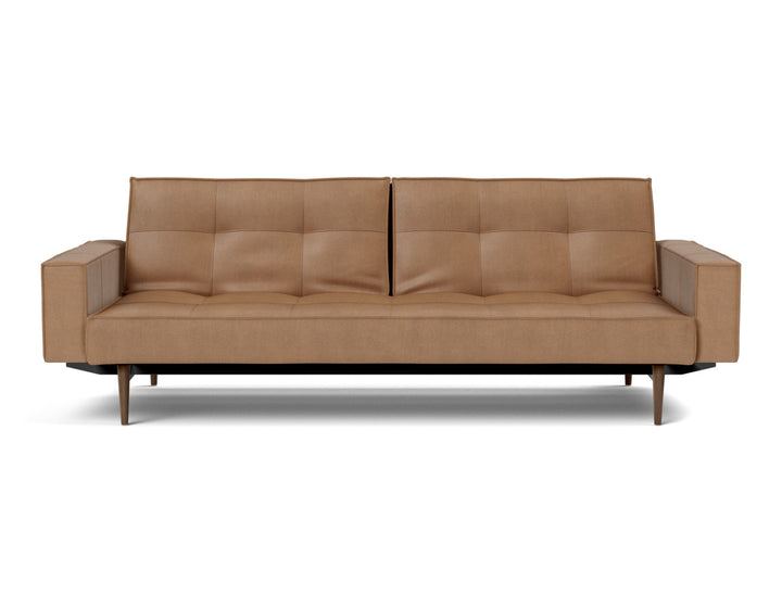 Canapea extensibila cu brate Splitback Styletto Dark Wood 115x210cm, tesatura la alegere #material_551-faunal-brown