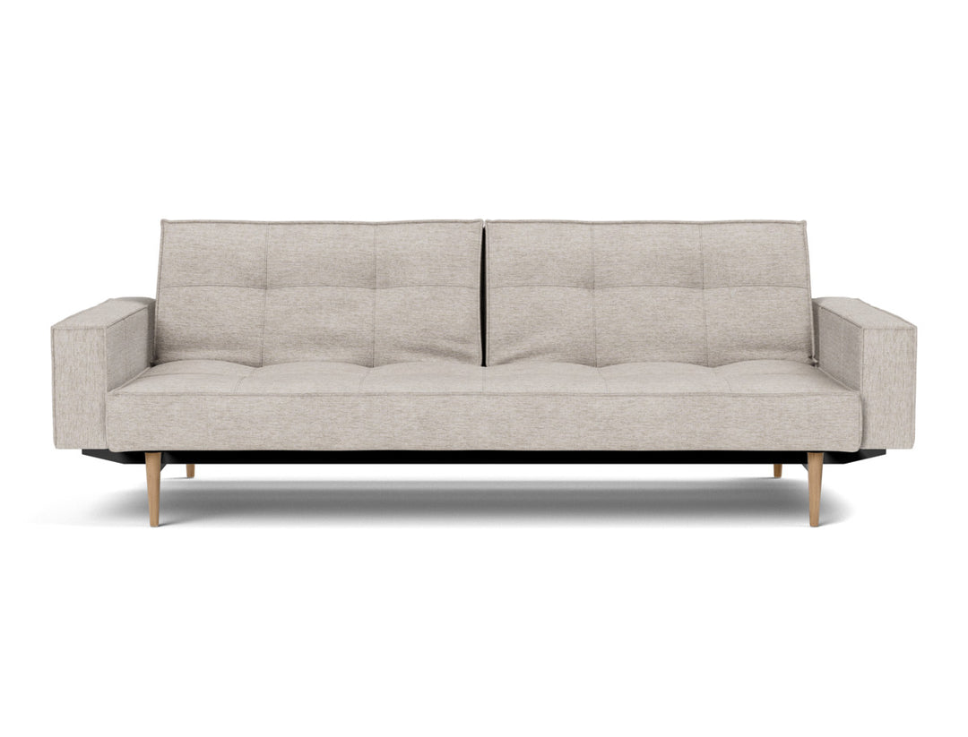 Canapea extensibila cu brate Splitback Styletto Light Wood 115x210cm, tesatura la alegere #material_471-yuveno-sand