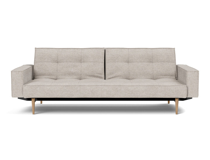 Canapea extensibila cu brate Splitback Styletto Light Wood 115x210cm, tesatura la alegere #material_471-yuveno-sand