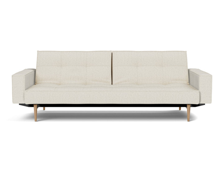 Canapea extensibila cu brate Splitback Styletto Light Wood 115x210cm, tesatura la alegere #material_531-boucl-off-white