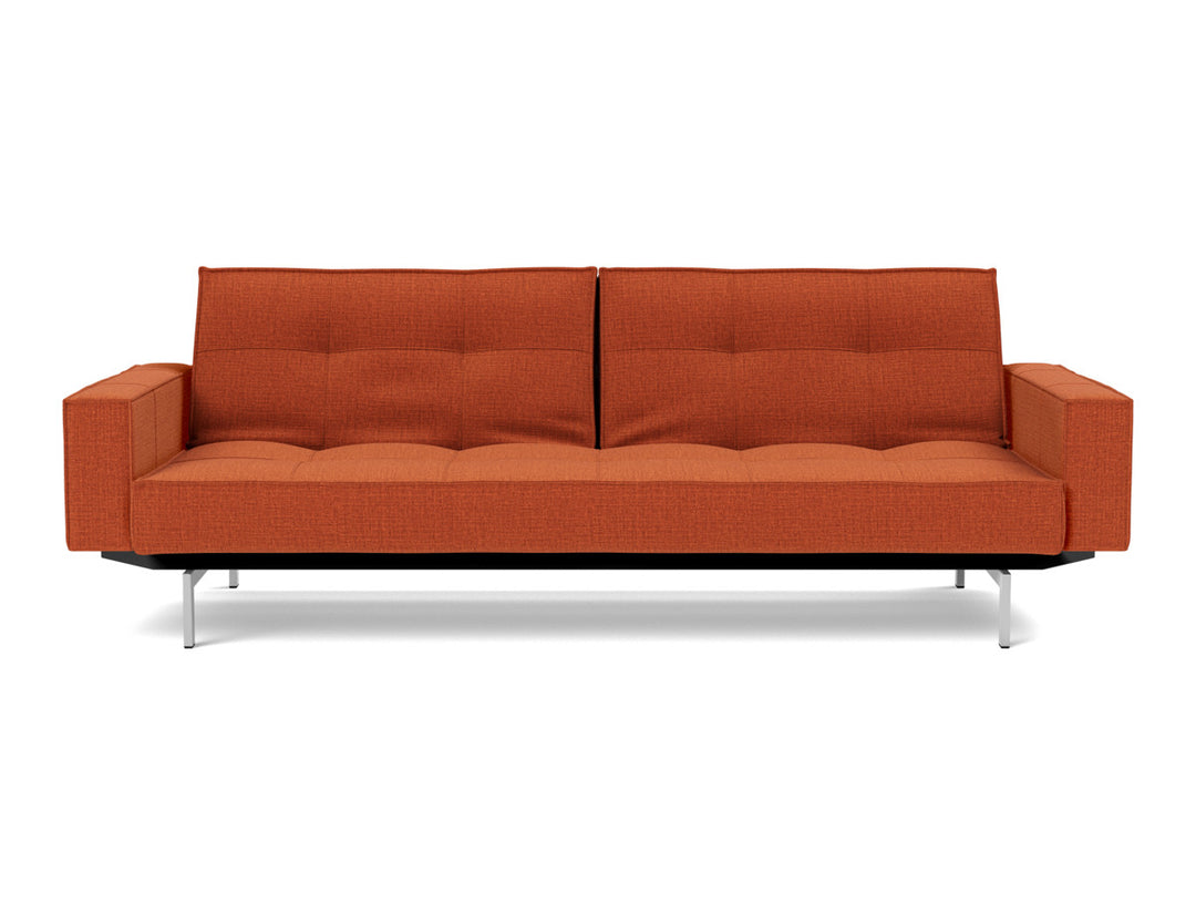 Canapea extensibila cu brate Splitback Chrome, tesatura la alegere #material_412-esina-rust-orange