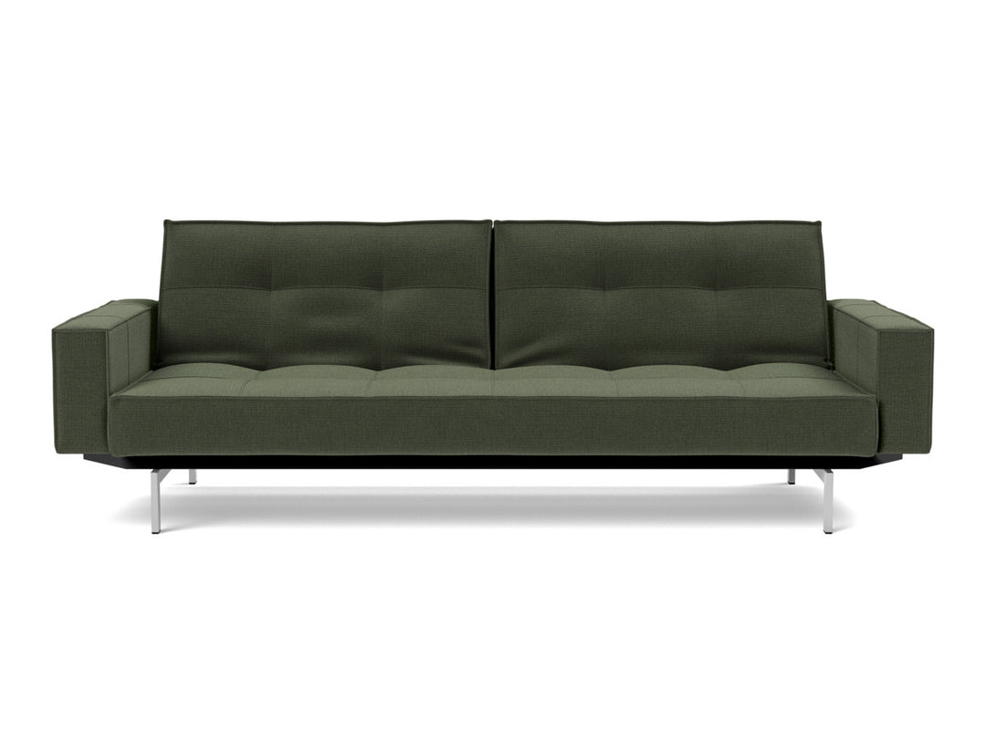 Canapea extensibila cu brate Splitback Chrome, tesatura la alegere #material_413-esina-olive-green