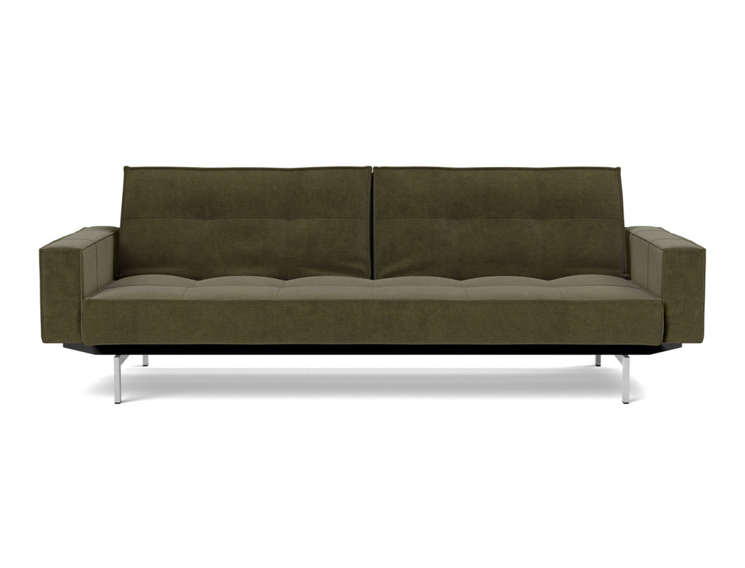 Canapea extensibila cu brate Splitback Chrome, tesatura la alegere #material_316-cordufine-pine-green