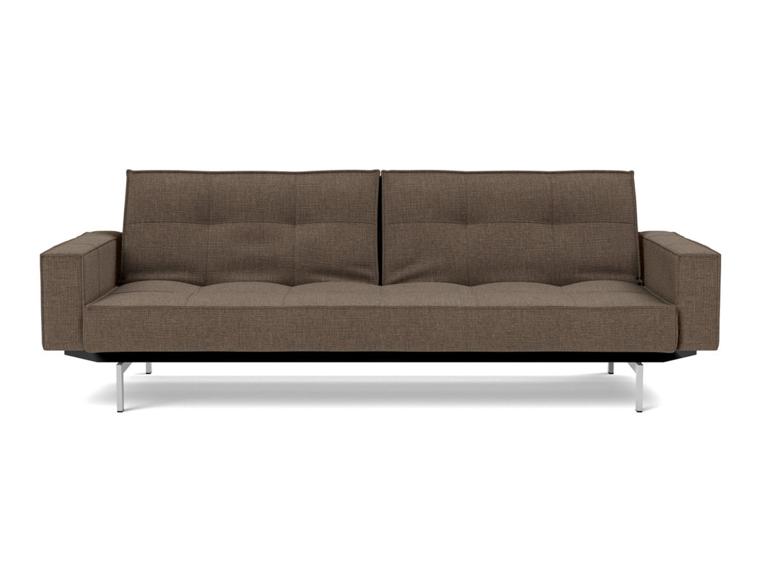 Canapea extensibila cu brate Splitback Chrome, tesatura la alegere #material_411-esina-cedar-brown