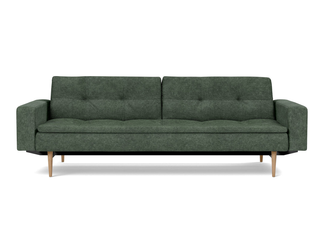Canapea extensibila cu brate Dublexo Styletto Light Wood 115x210cm, tesatura la alegere #material_281-avella-pine-green