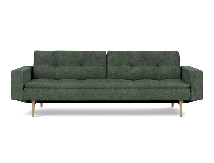 Canapea extensibila cu brate Dublexo Styletto Light Wood 115x210cm, tesatura la alegere #material_281-avella-pine-green