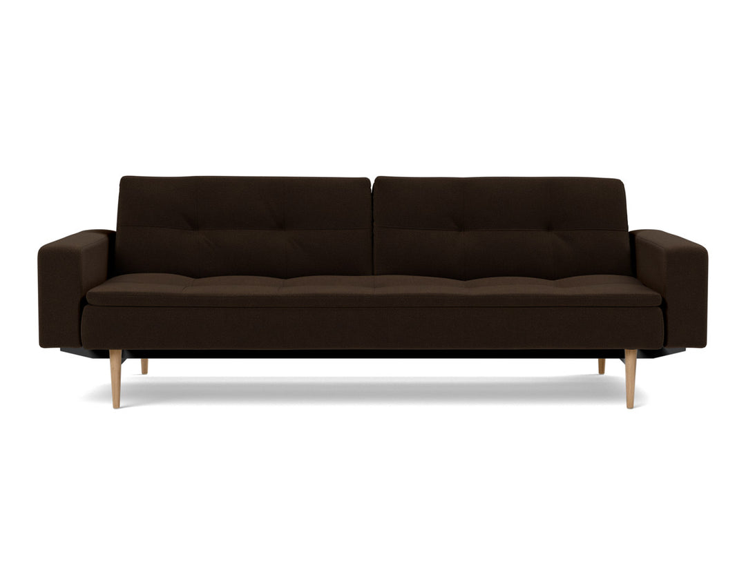 Canapea extensibila cu brate Dublexo Styletto Light Wood 115x210cm, tesatura la alegere #material_358-taura-chocco