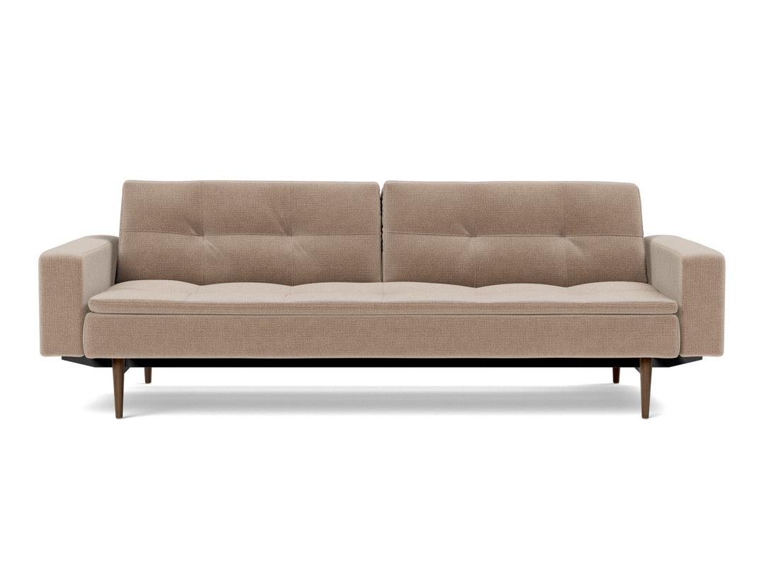 Canapea extensibila cu brate Dublexo Styletto Dark Wood 115x210cm, tesatura la alegere #material_417-esina-mocha