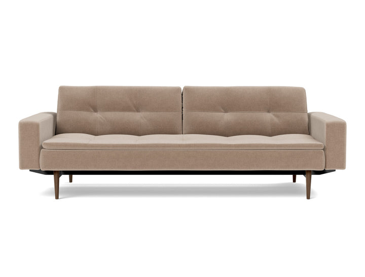 Canapea extensibila cu brate Dublexo Styletto Dark Wood 115x210cm, tesatura la alegere #material_417-esina-mocha