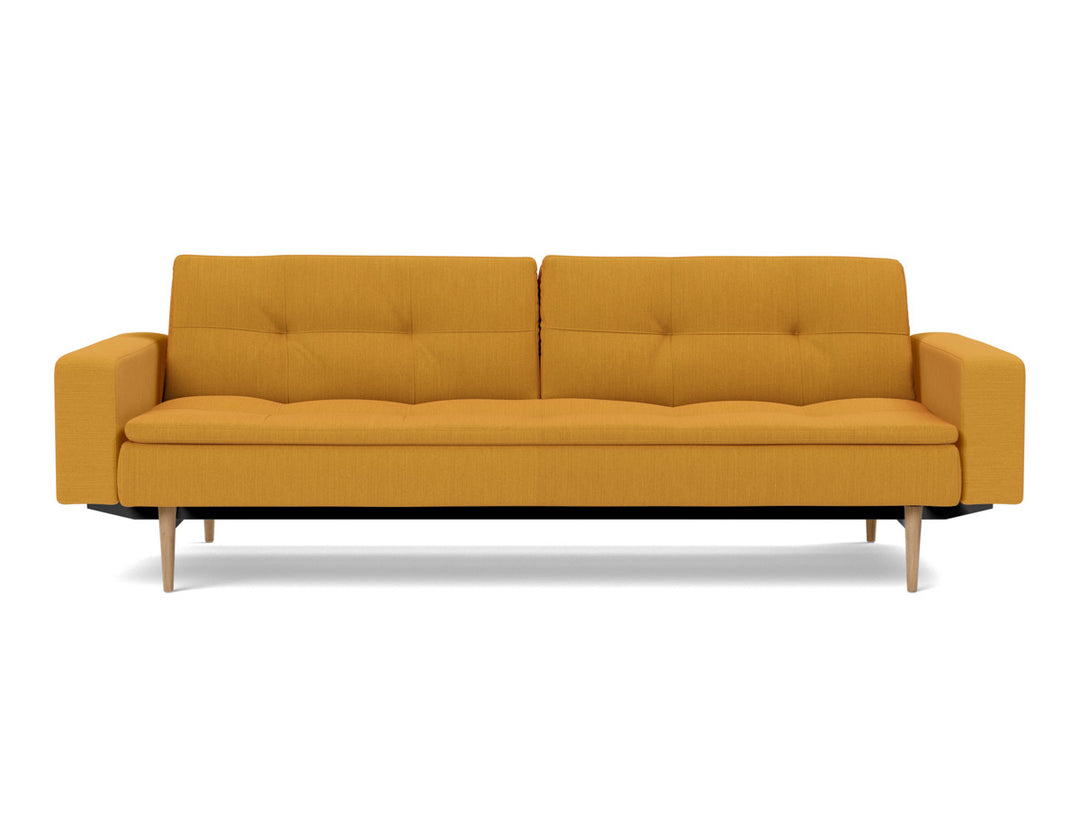 Canapea extensibila cu brate Dublexo Styletto Light Wood 115x210cm, tesatura la alegere #material_507-elegance-burned-curry
