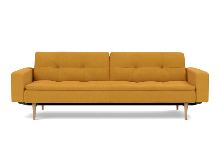 Canapea extensibila cu brate Dublexo Styletto Light Wood 115x210cm, tesatura la alegere #material_507-elegance-burned-curry