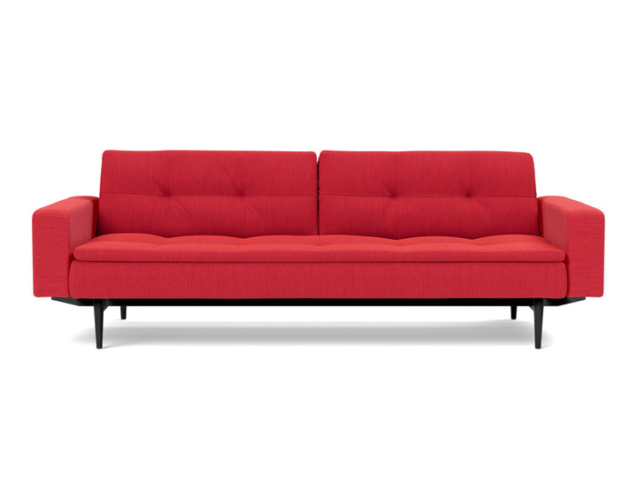 Canapea extensibila cu brate Dublexo Styletto Black Wood 115x210cm, tesatura la alegere #material_511-elegance-red