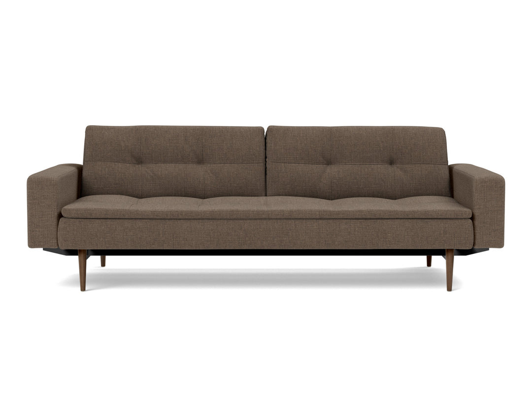 Canapea extensibila cu brate Dublexo Styletto Dark Wood 115x210cm, tesatura la alegere #material_411-esina-cedar-brown