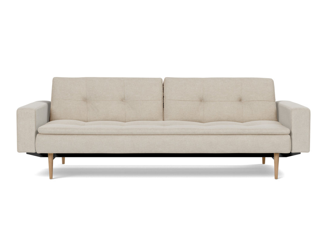 Canapea extensibila cu brate Dublexo Styletto Light Wood 115x210cm, tesatura la alegere #material_586-phobos-latte