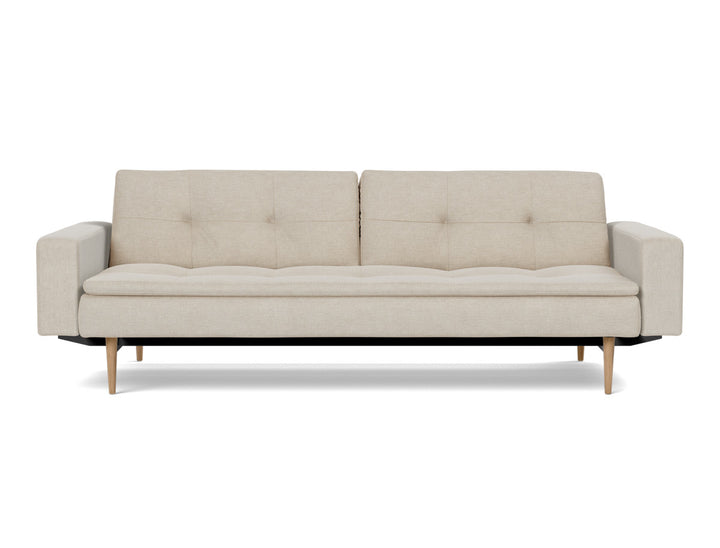 Canapea extensibila cu brate Dublexo Styletto Light Wood 115x210cm, tesatura la alegere #material_586-phobos-latte