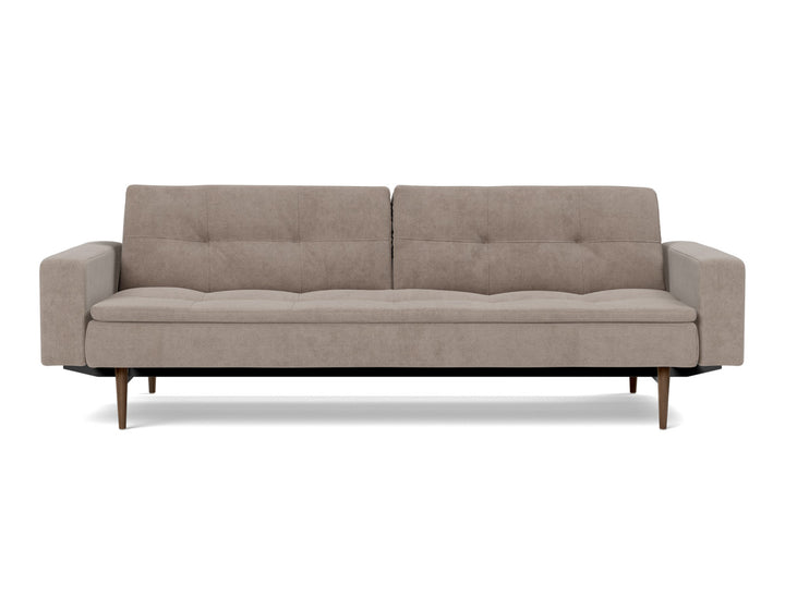Canapea extensibila cu brate Dublexo Styletto Dark Wood 115x210cm, tesatura la alegere #material_318-cordufine-beige