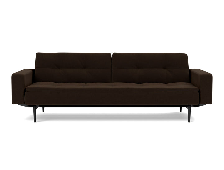 Canapea extensibila cu brate Dublexo Styletto Black Wood 115x210cm, tesatura la alegere #material_358-taura-chocco