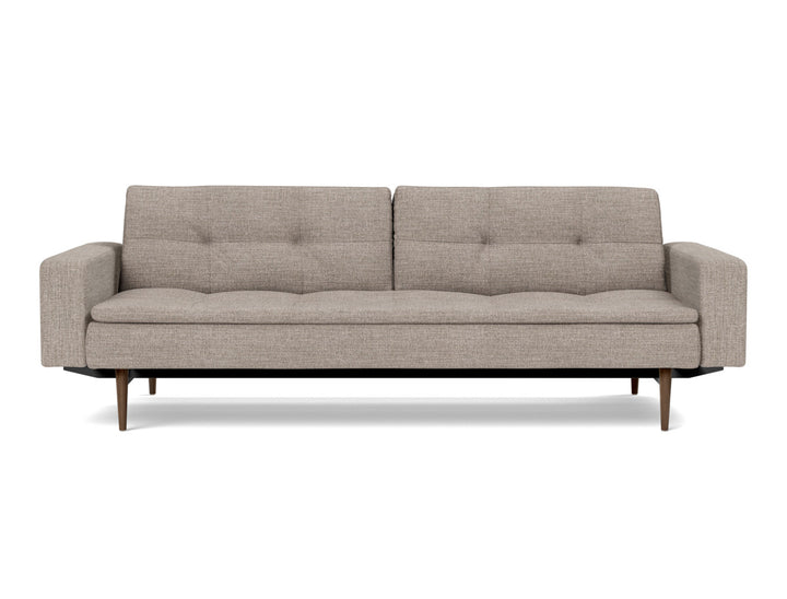 Canapea extensibila cu brate Dublexo Styletto Dark Wood 115x210cm, tesatura la alegere #material_472-yuveno-warm-grey