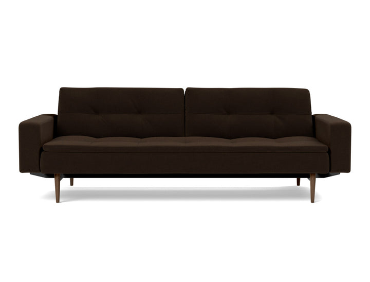 Canapea extensibila cu brate Dublexo Styletto Dark Wood 115x210cm, tesatura la alegere #material_358-taura-chocco