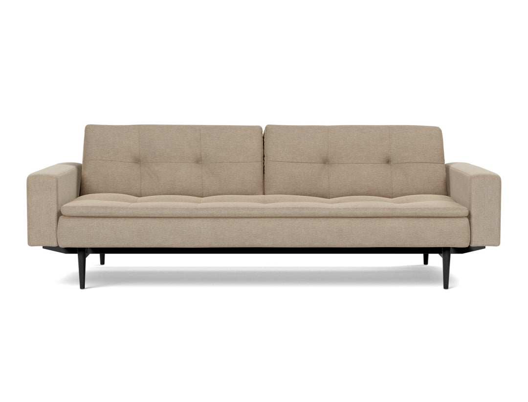 Canapea extensibila cu brate Dublexo Styletto Black Wood 115x210cm, tesatura la alegere #material_587-phobos-mocha