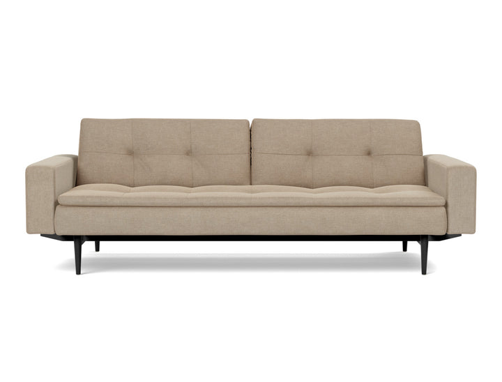 Canapea extensibila cu brate Dublexo Styletto Black Wood 115x210cm, tesatura la alegere #material_587-phobos-mocha