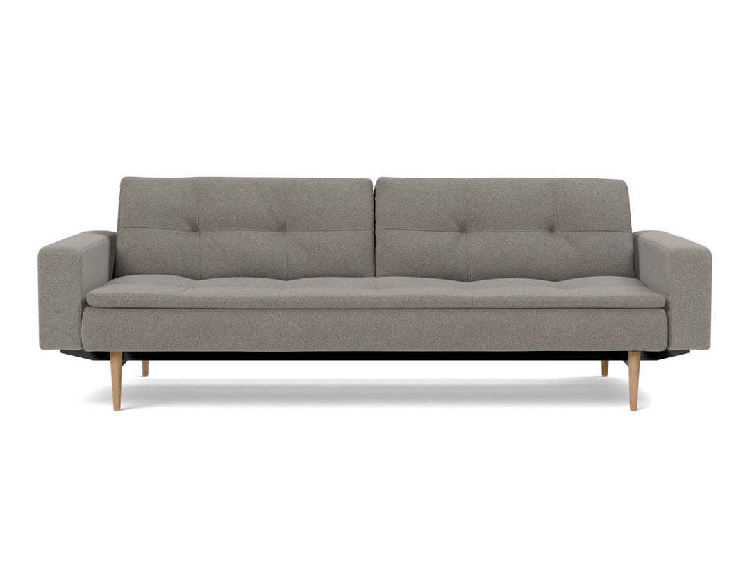Canapea extensibila cu brate Dublexo Styletto Light Wood 115x210cm, tesatura la alegere #material_521-mixed-dance-grey