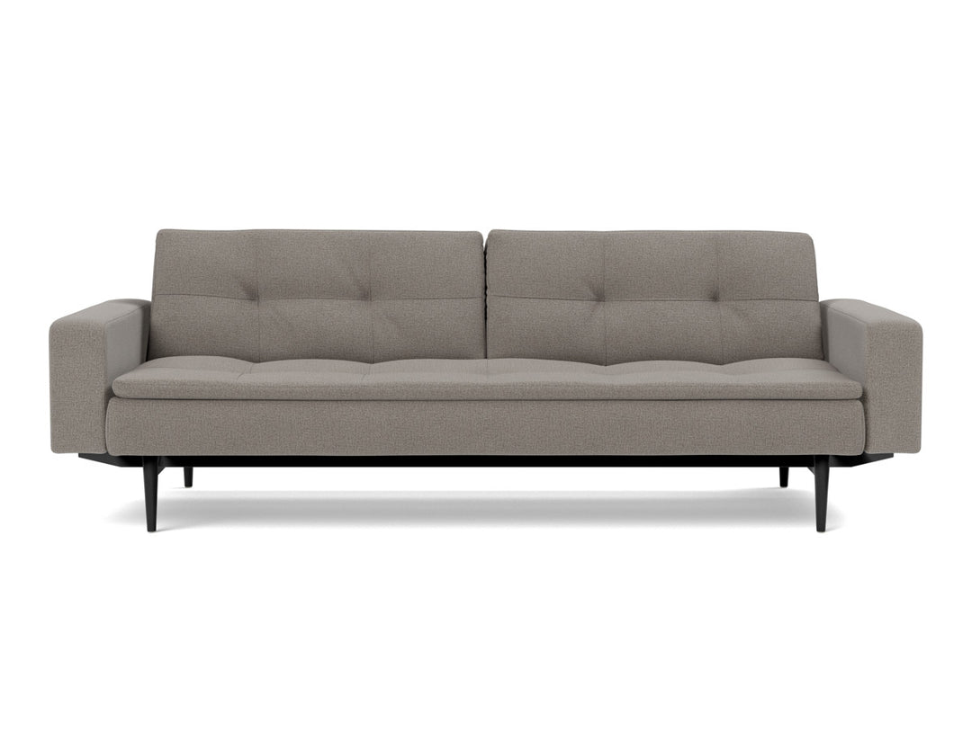 Canapea extensibila cu brate Dublexo Styletto Black Wood 115x210cm, tesatura la alegere #material_521-mixed-dance-grey