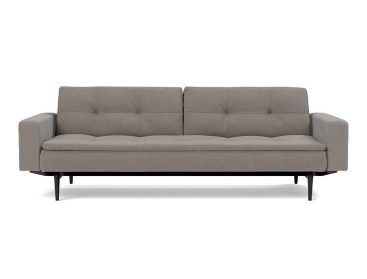 Canapea extensibila cu brate Dublexo Styletto Black Wood 115x210cm, tesatura la alegere #material_521-mixed-dance-grey