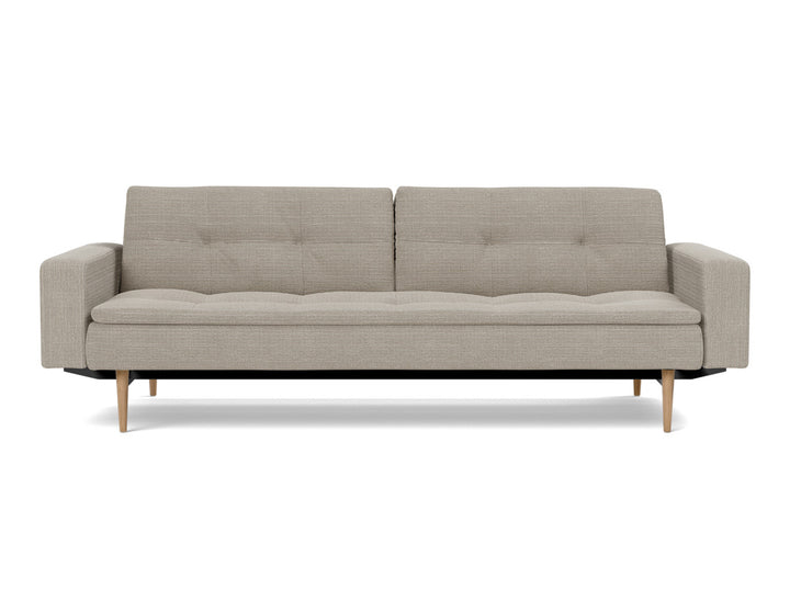 Canapea extensibila cu brate Dublexo Styletto Light Wood 115x210cm, tesatura la alegere #material_579-kenya-gravel
