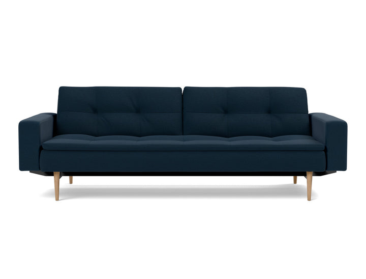 Canapea extensibila cu brate Dublexo Styletto Light Wood 115x210cm, tesatura la alegere #material_528-mixed-dance-blue