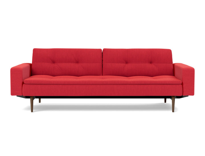 Canapea extensibila cu brate Dublexo Styletto Dark Wood 115x210cm, tesatura la alegere #material_511-elegance-red