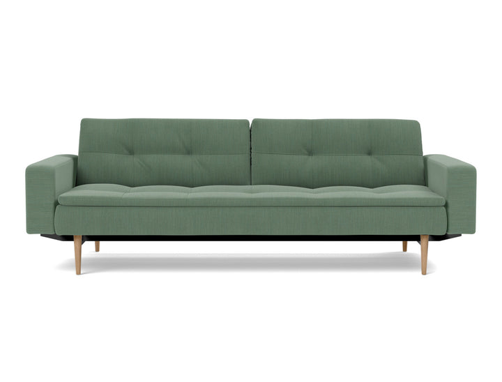 Canapea extensibila cu brate Dublexo Styletto Light Wood 115x210cm, tesatura la alegere #material_518-elegance-green