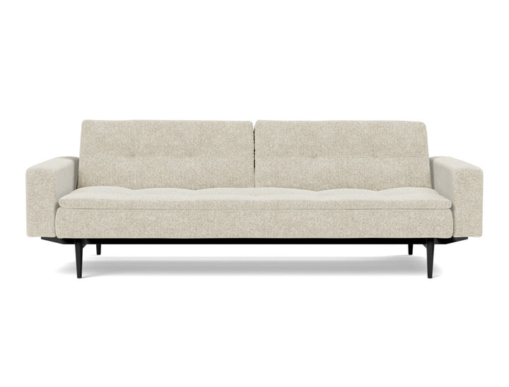 Canapea extensibila cu brate Dublexo Styletto Black Wood 115x210cm, tesatura la alegere #material_357-taura-off-white
