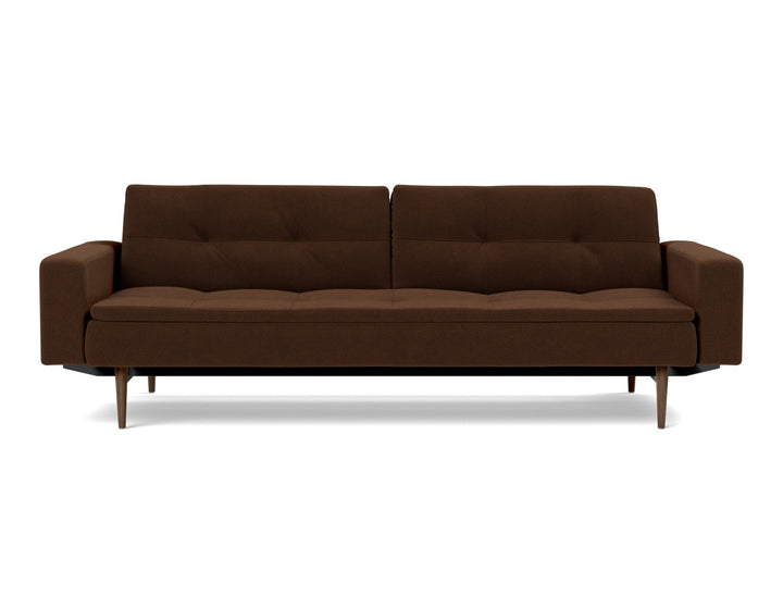Canapea extensibila cu brate Dublexo Styletto Dark Wood 115x210cm, tesatura la alegere #material_359-taura-cappuccino