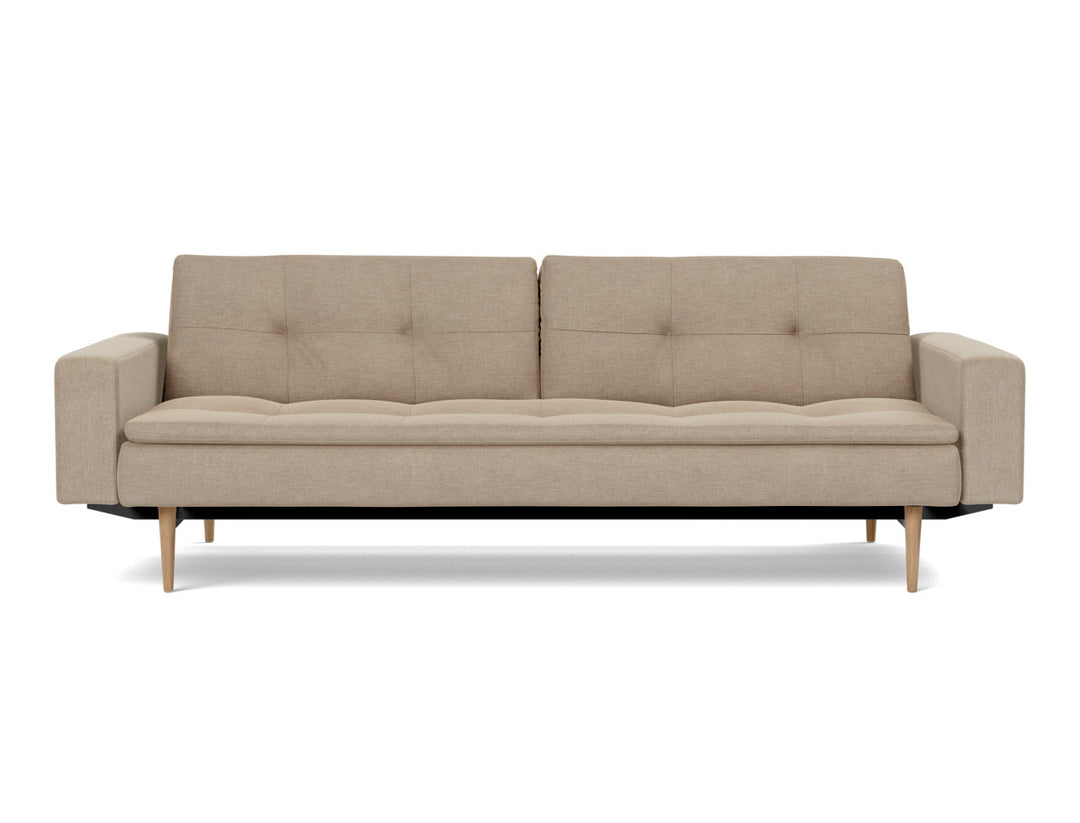 Canapea extensibila cu brate Dublexo Styletto Light Wood 115x210cm, tesatura la alegere #material_587-phobos-mocha
