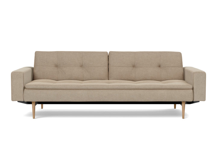 Canapea extensibila cu brate Dublexo Styletto Light Wood 115x210cm, tesatura la alegere #material_587-phobos-mocha