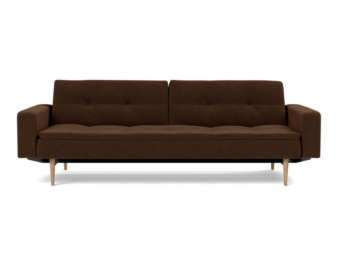 Canapea extensibila cu brate Dublexo Styletto Light Wood 115x210cm, tesatura la alegere #material_359-taura-cappuccino