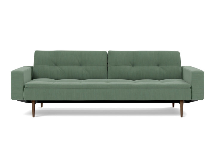 Canapea extensibila cu brate Dublexo Styletto Dark Wood 115x210cm, tesatura la alegere #material_518-elegance-green
