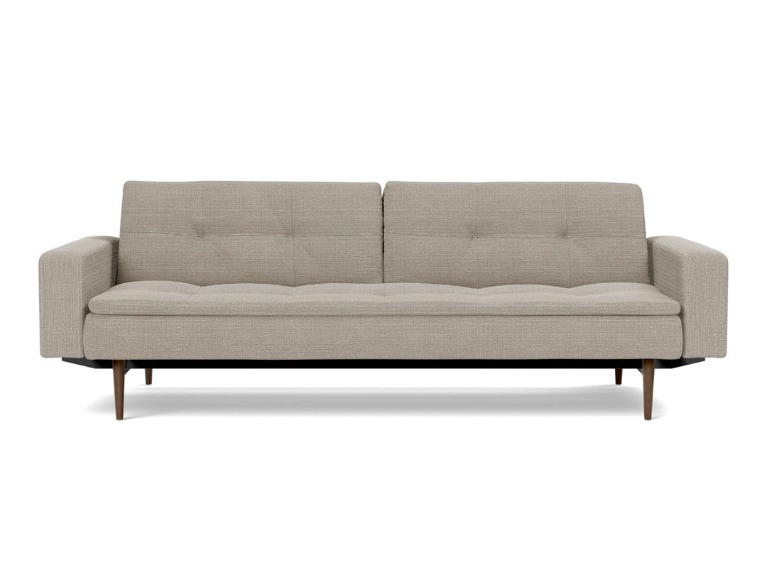Canapea extensibila cu brate Dublexo Styletto Dark Wood 115x210cm, tesatura la alegere #material_579-kenya-gravel