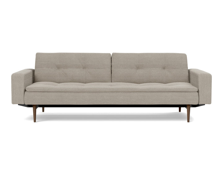 Canapea extensibila cu brate Dublexo Styletto Dark Wood 115x210cm, tesatura la alegere #material_579-kenya-gravel