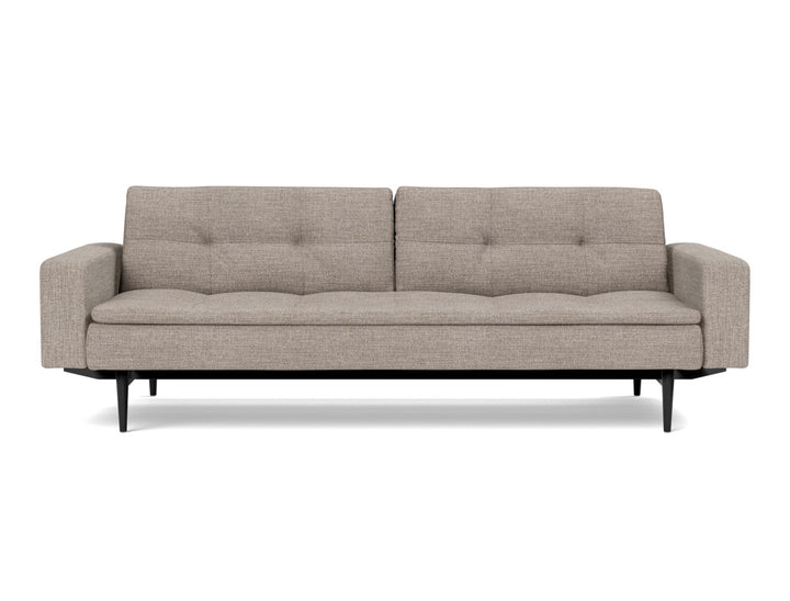 Canapea extensibila cu brate Dublexo Styletto Black Wood 115x210cm, tesatura la alegere #material_472-yuveno-warm-grey