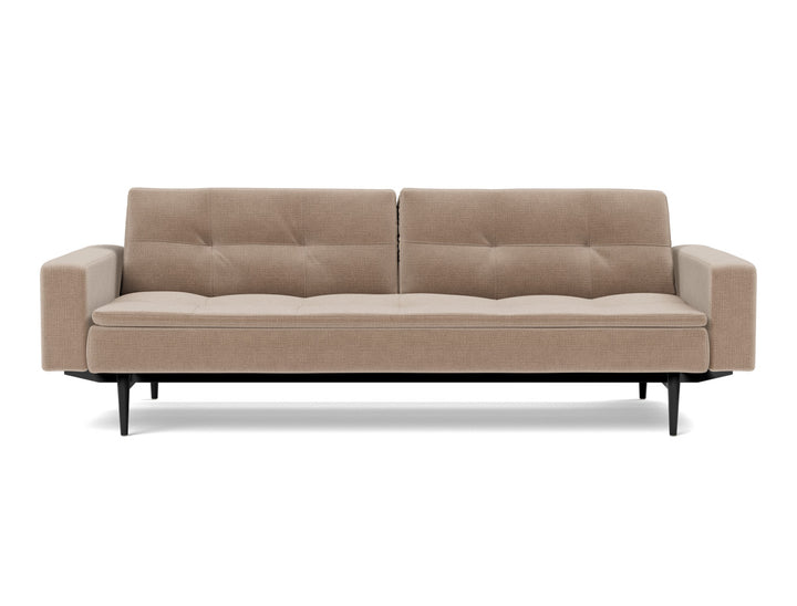 Canapea extensibila cu brate Dublexo Styletto Black Wood 115x210cm, tesatura la alegere #material_417-esina-mocha