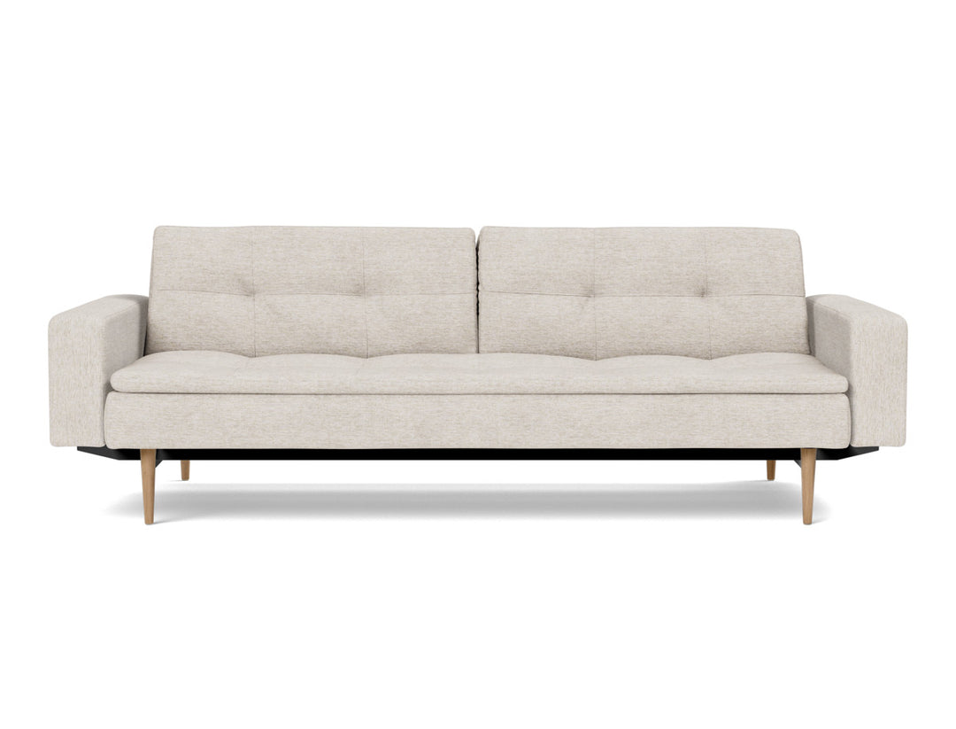Canapea extensibila cu brate Dublexo Styletto Light Wood 115x210cm, tesatura la alegere #material_470-yuveno-natural