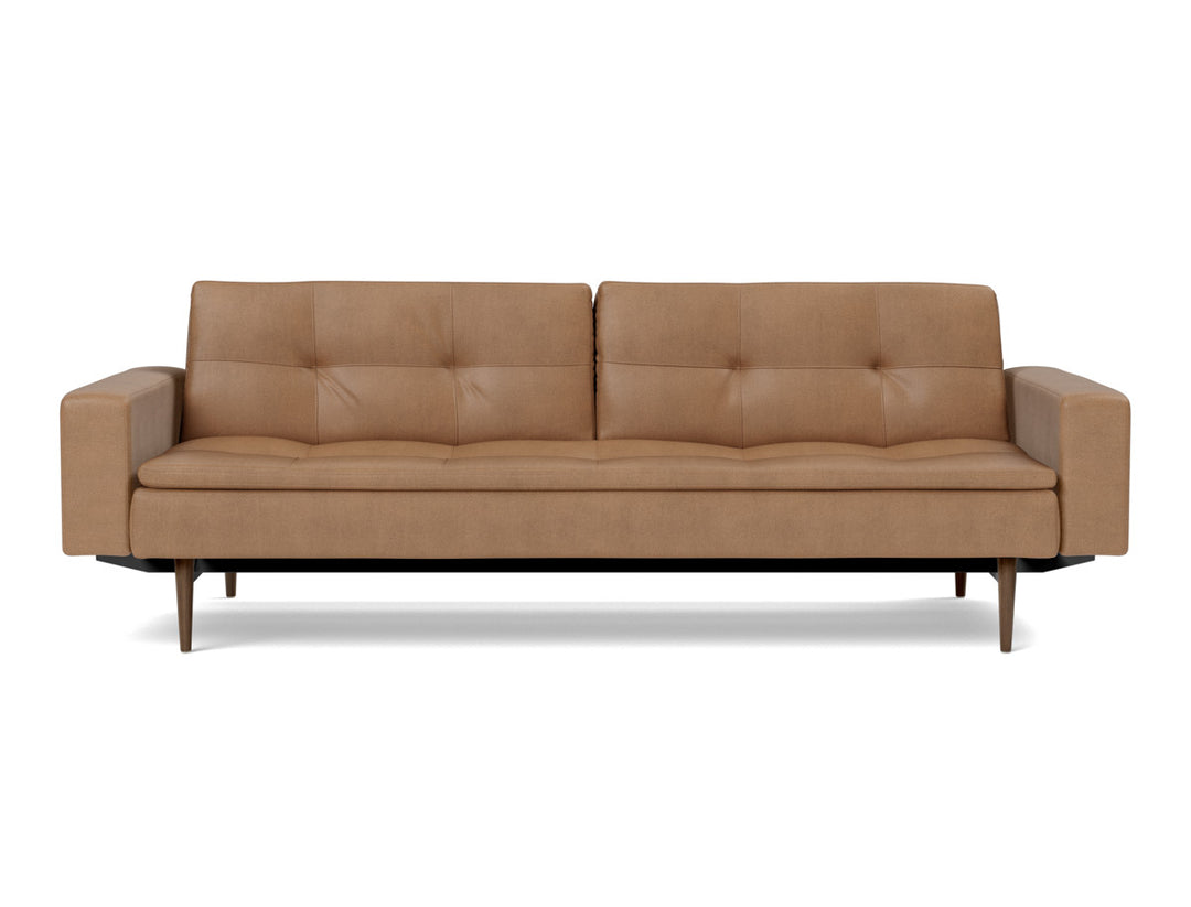 Canapea extensibila cu brate Dublexo Styletto Dark Wood 115x210cm, tesatura la alegere #material_551-faunal-brown