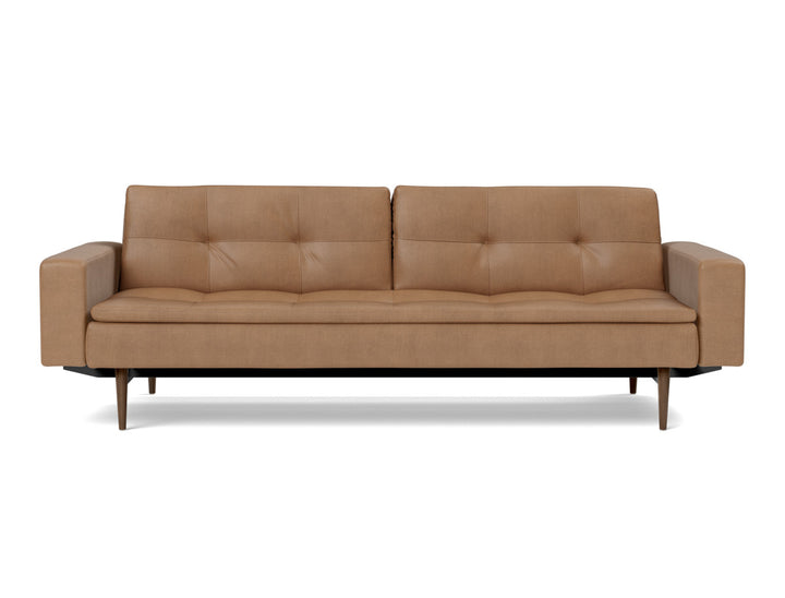 Canapea extensibila cu brate Dublexo Styletto Dark Wood 115x210cm, tesatura la alegere #material_551-faunal-brown