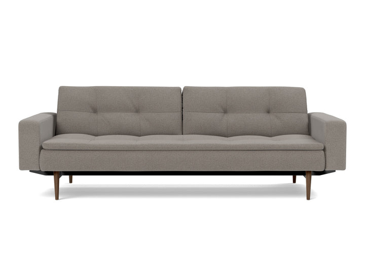 Canapea extensibila cu brate Dublexo Styletto Dark Wood 115x210cm, tesatura la alegere #material_521-mixed-dance-grey