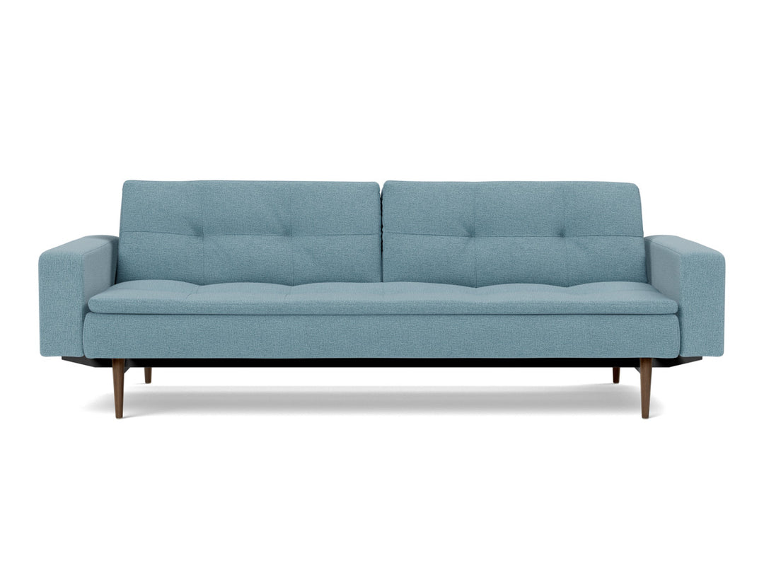 Canapea extensibila cu brate Dublexo Styletto Dark Wood 115x210cm, tesatura la alegere #material_525-mixed-dance-light-blue