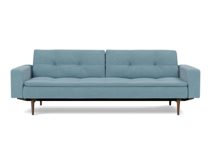 Canapea extensibila cu brate Dublexo Styletto Dark Wood 115x210cm, tesatura la alegere #material_525-mixed-dance-light-blue