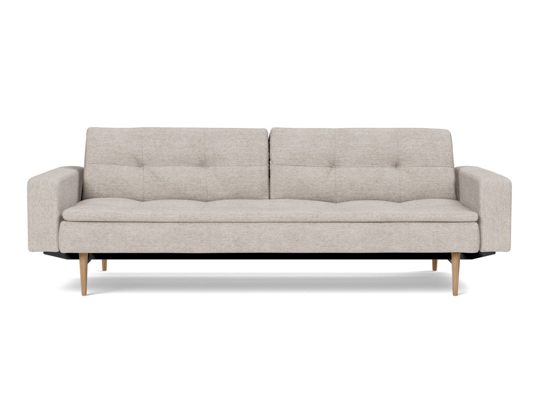 Canapea extensibila cu brate Dublexo Styletto Light Wood 115x210cm, tesatura la alegere #material_471-yuveno-sand