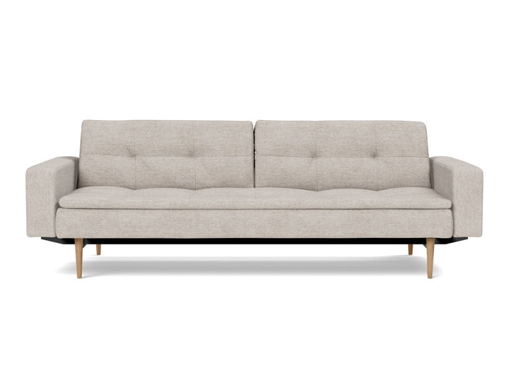 Canapea extensibila cu brate Dublexo Styletto Light Wood 115x210cm, tesatura la alegere #material_471-yuveno-sand